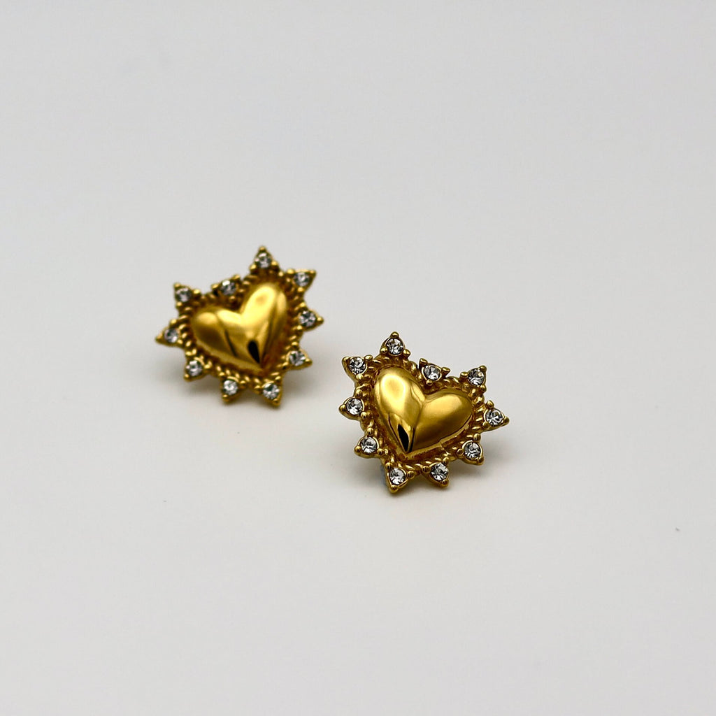 Gold Shield Heart Earrings