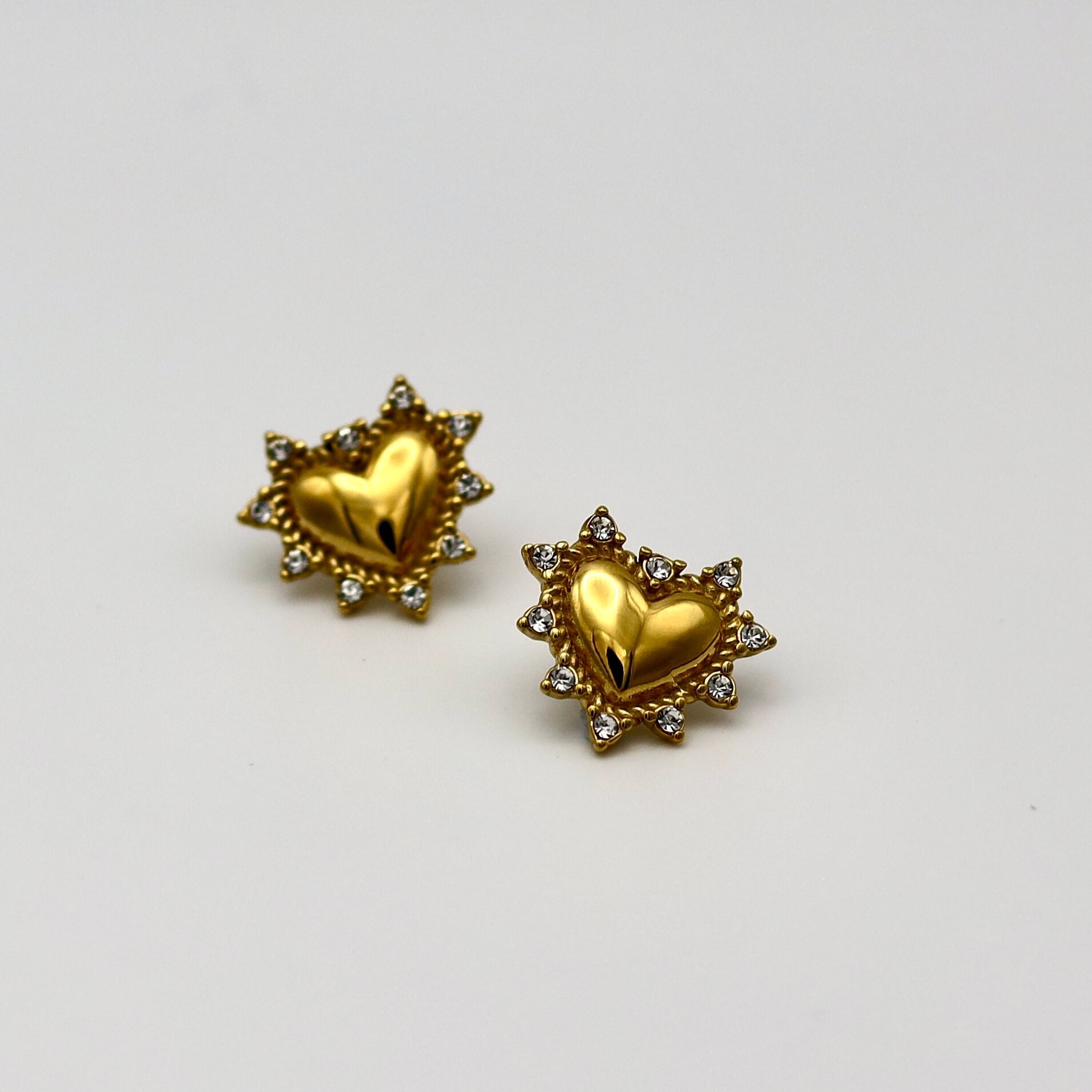 Gold Shield Heart Earrings
