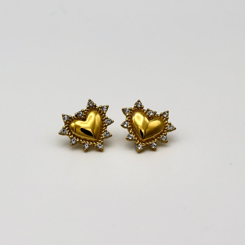 Gold Shield Heart Earrings