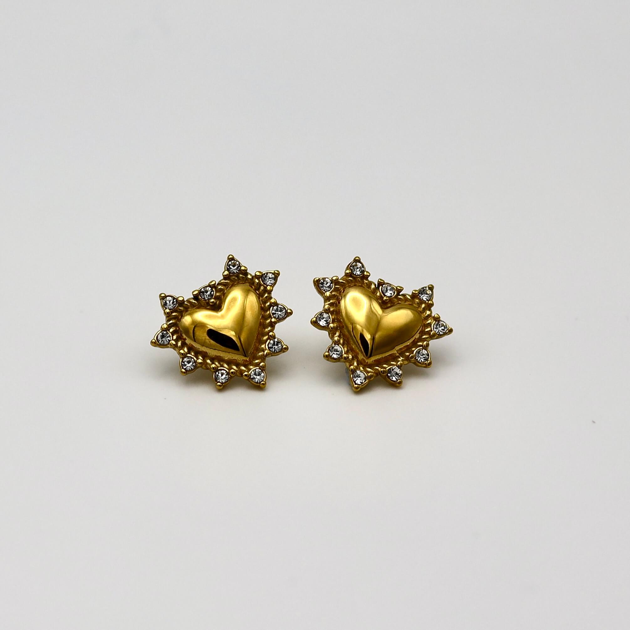 Gold Shield Heart Earrings