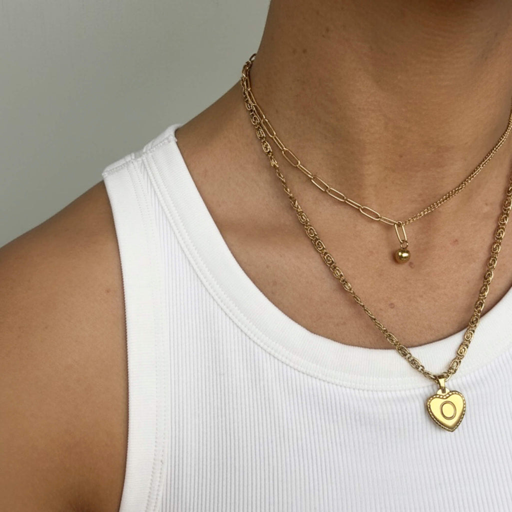 Mixed Paperclip Link and Ball Necklace