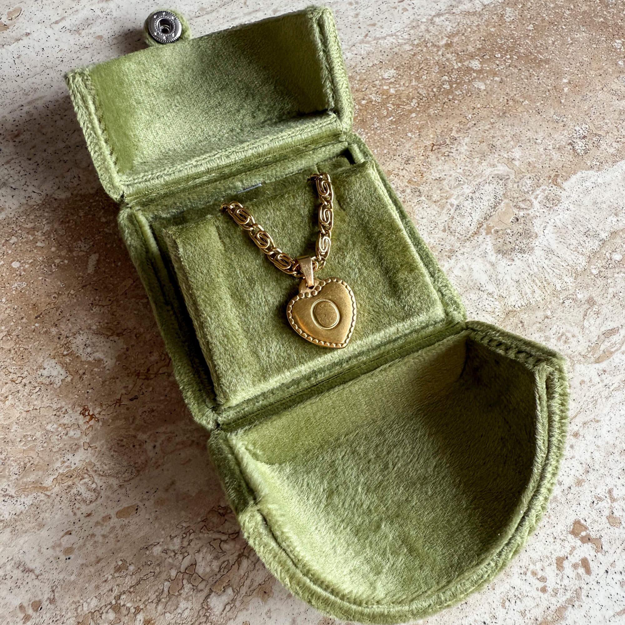 Vintage Initial Heart Pendant Necklace Gold