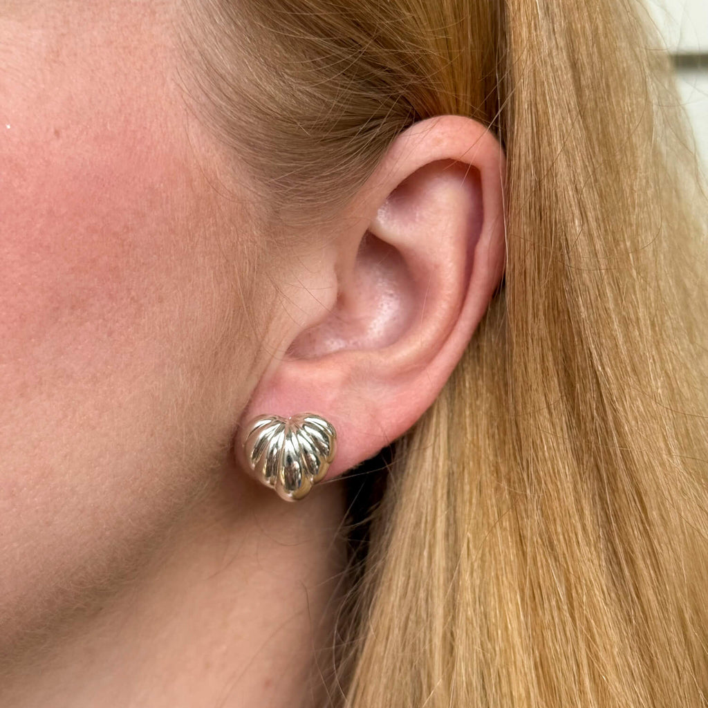 Jumbo Puffy Heart Earring Silver