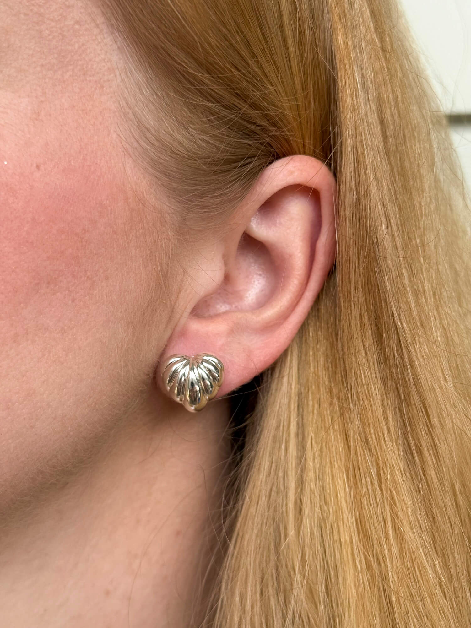 Jumbo Puffy Heart Earring Silver