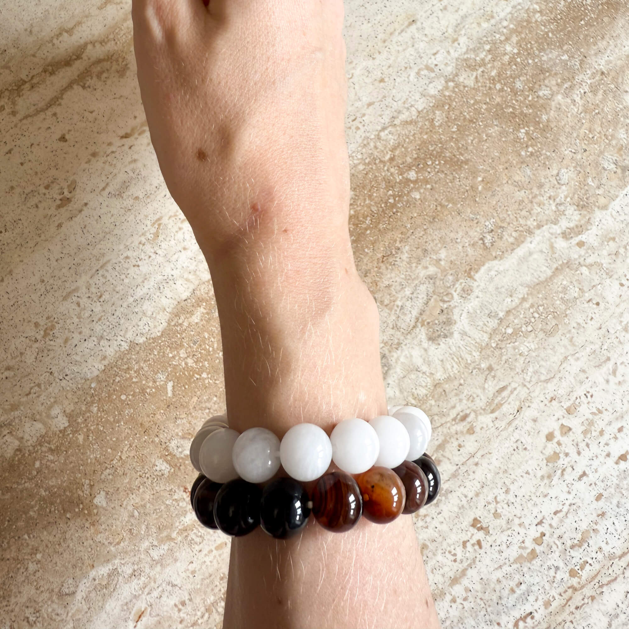 White Jade Bead Bracelet