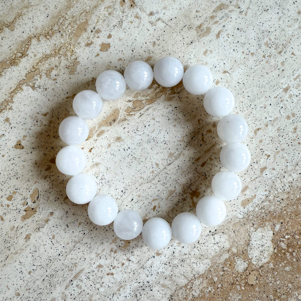 White Jade Bead Bracelet