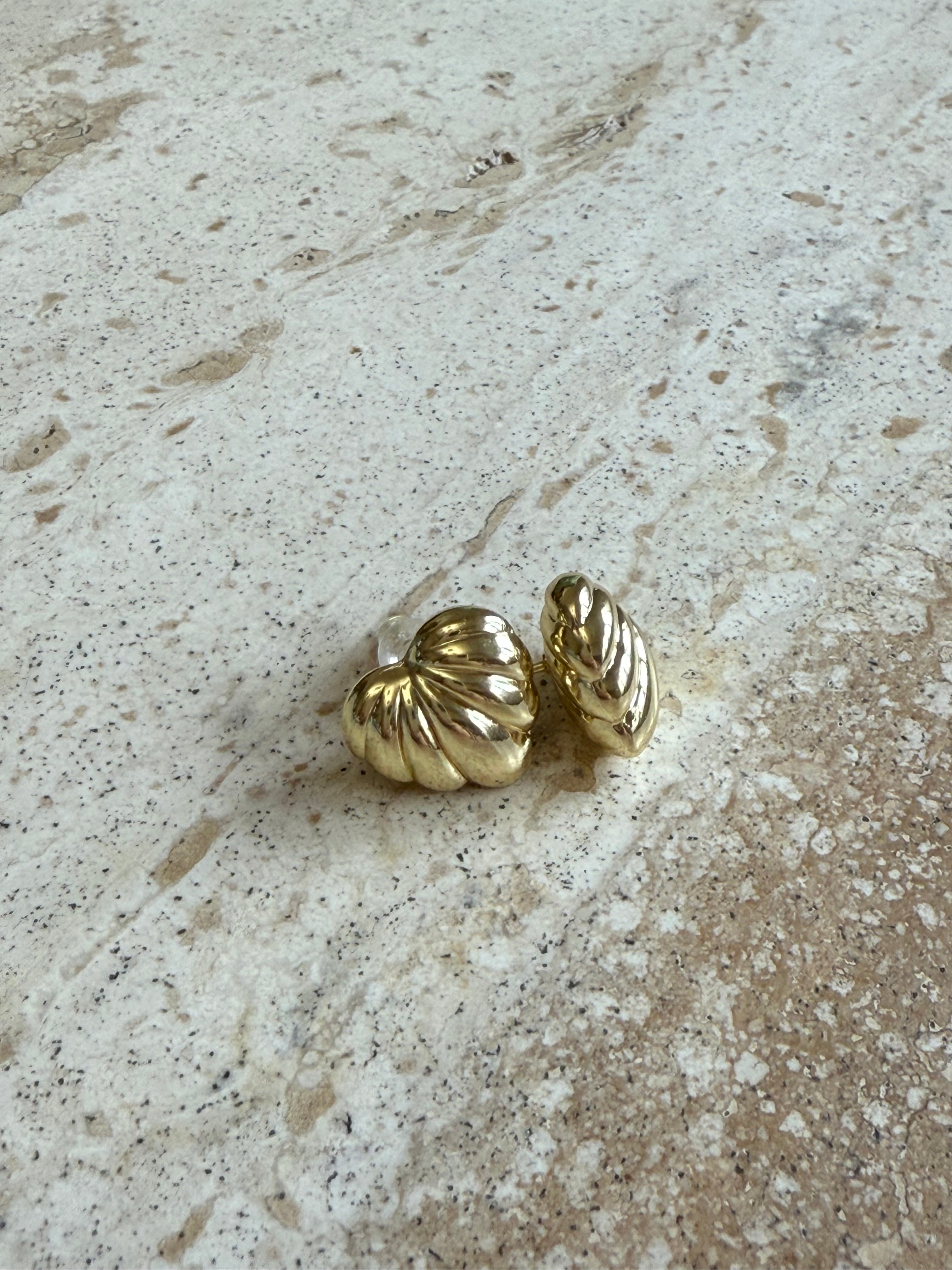 Gold-plated on sterling silver oversized puffy heart statement earrings, playful bold fashion. - Solinu Jewellery
