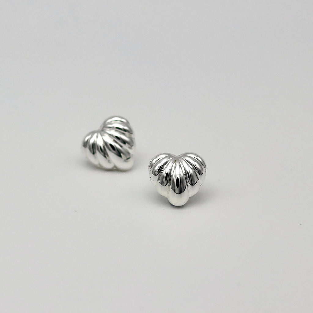 Jumbo Puffy Heart Earring Silver