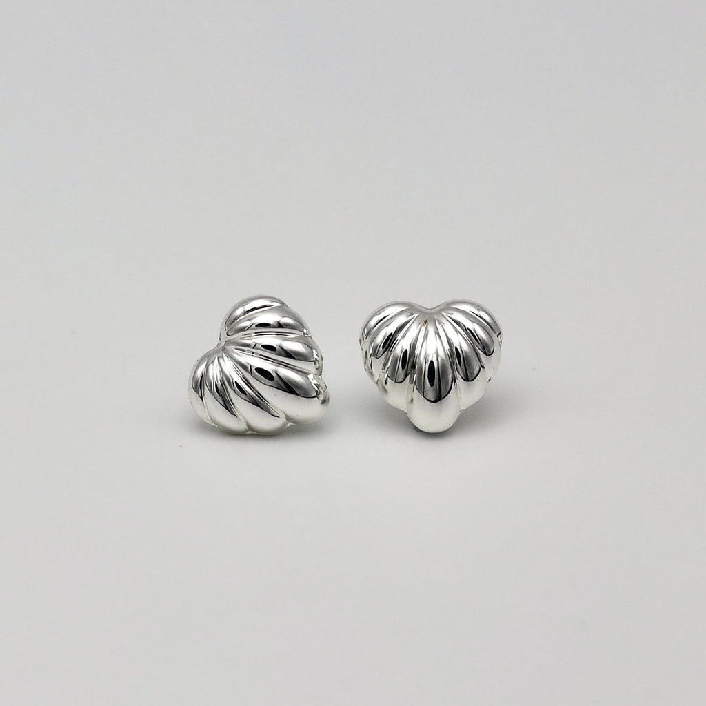 Jumbo Puffy Heart Earring Silver