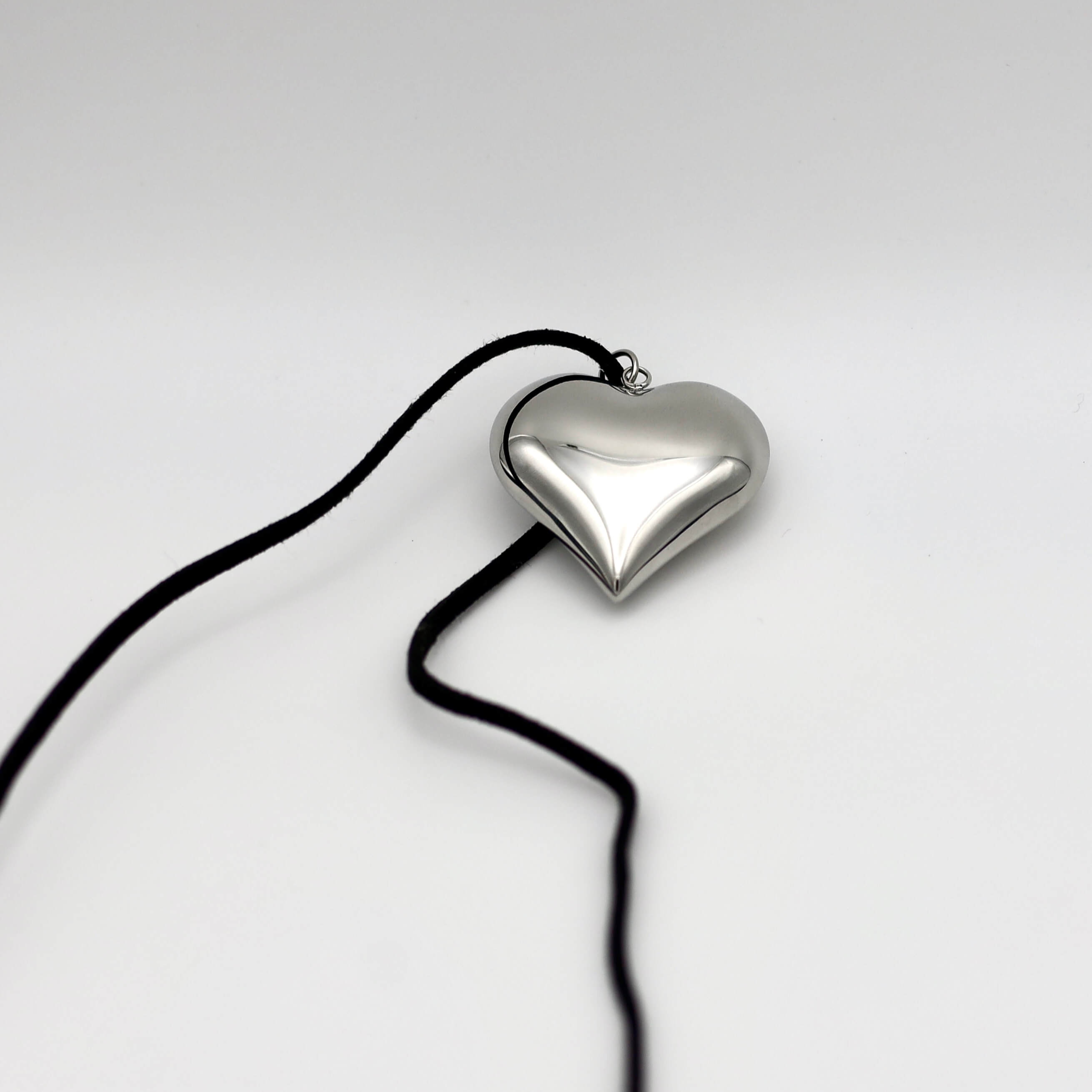 Jumbo Silver Puffy Heart Necklace