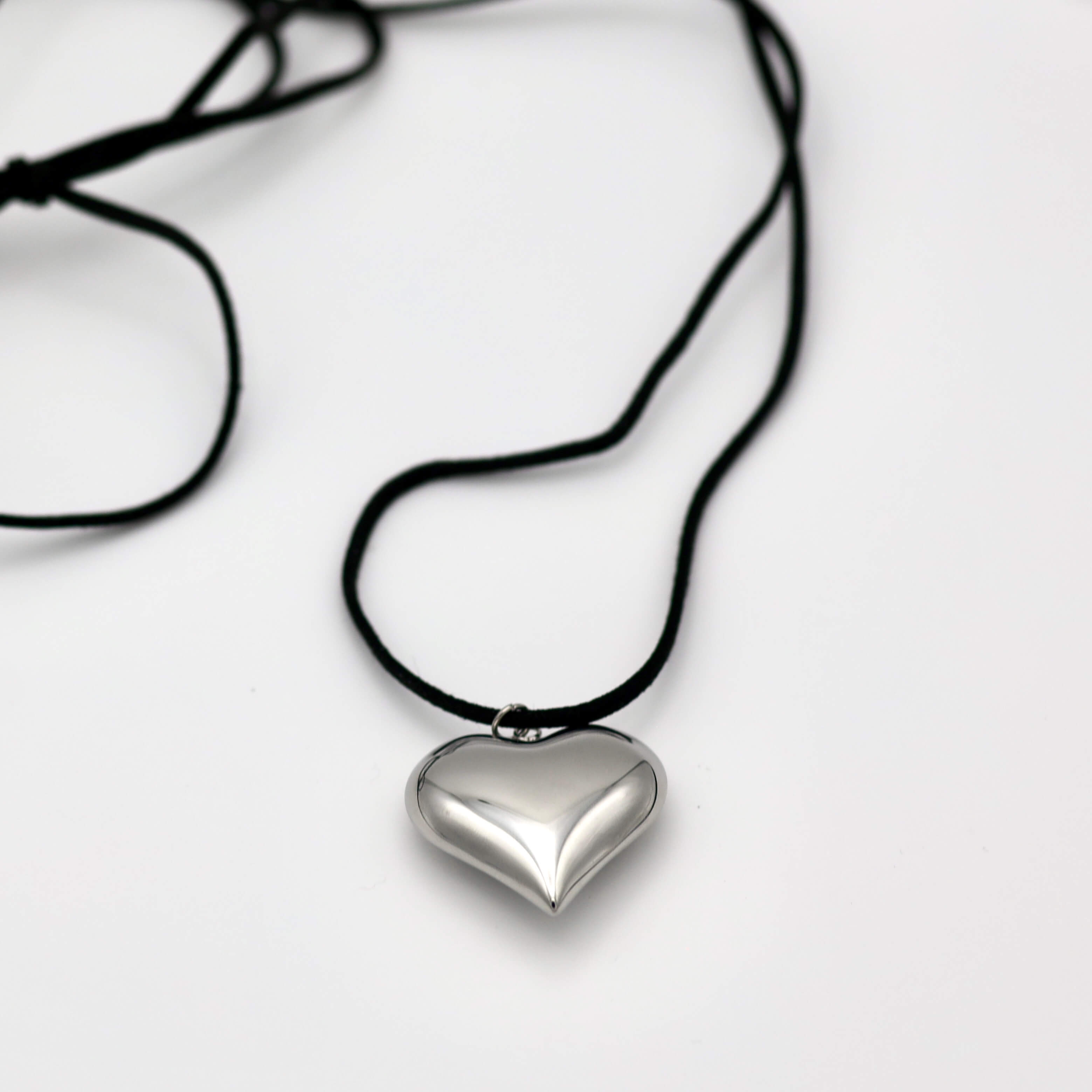 Jumbo Silver Puffy Heart Necklace