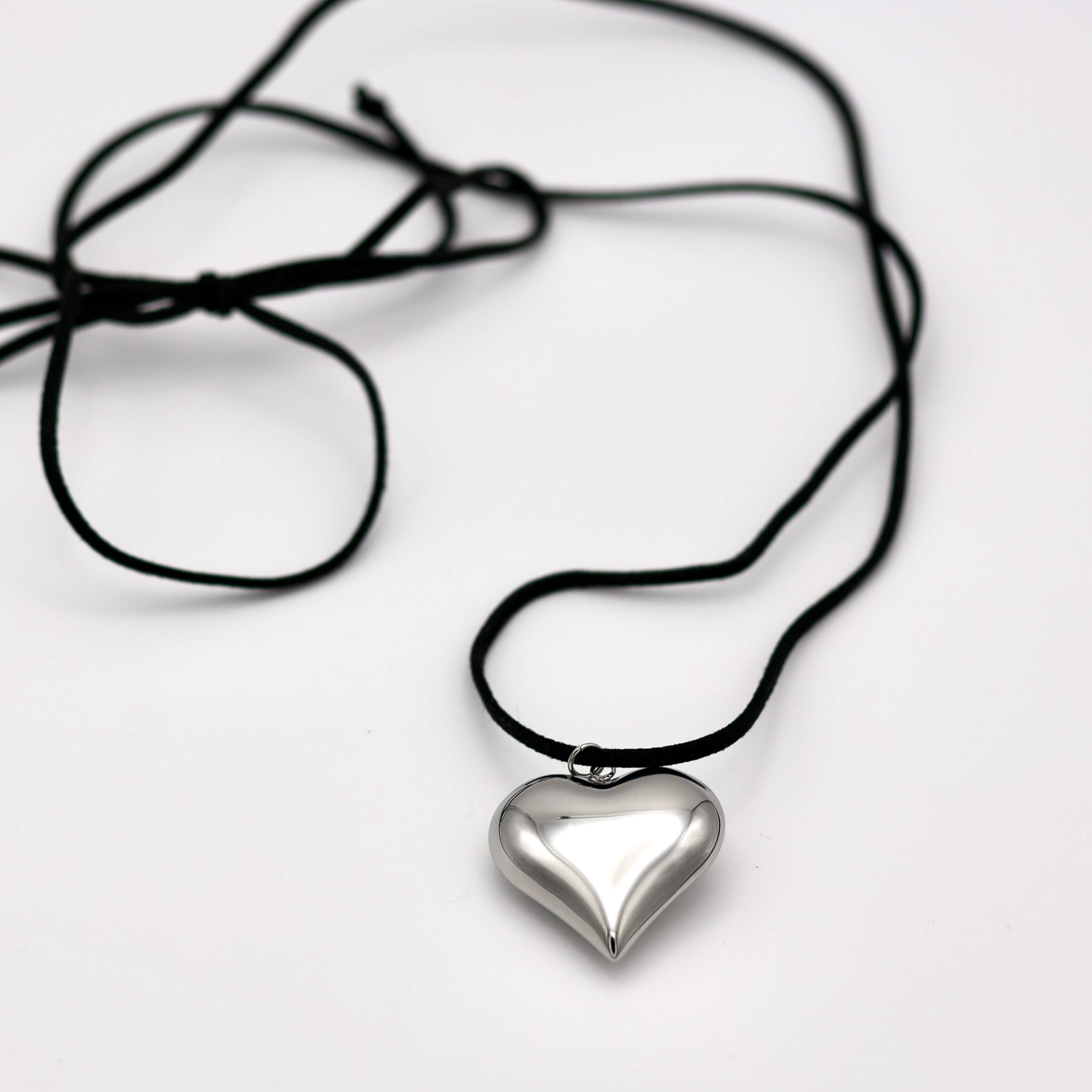 Jumbo Silver Puffy Heart Necklace