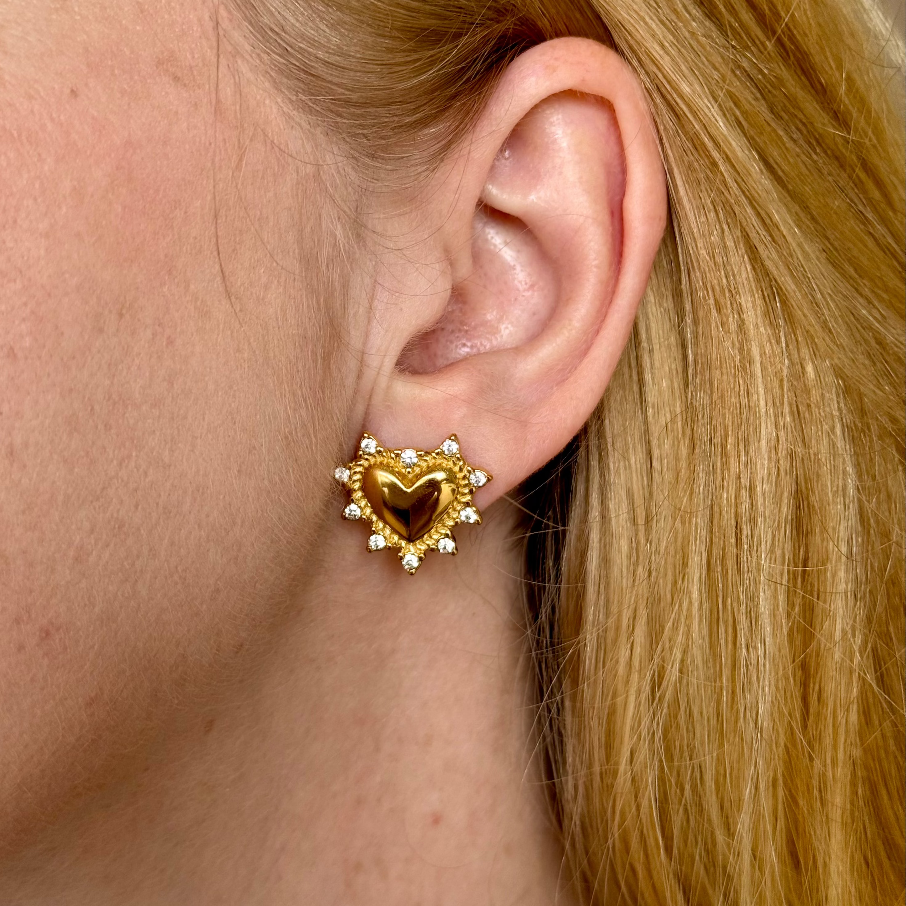 Gold Shield Heart Earrings